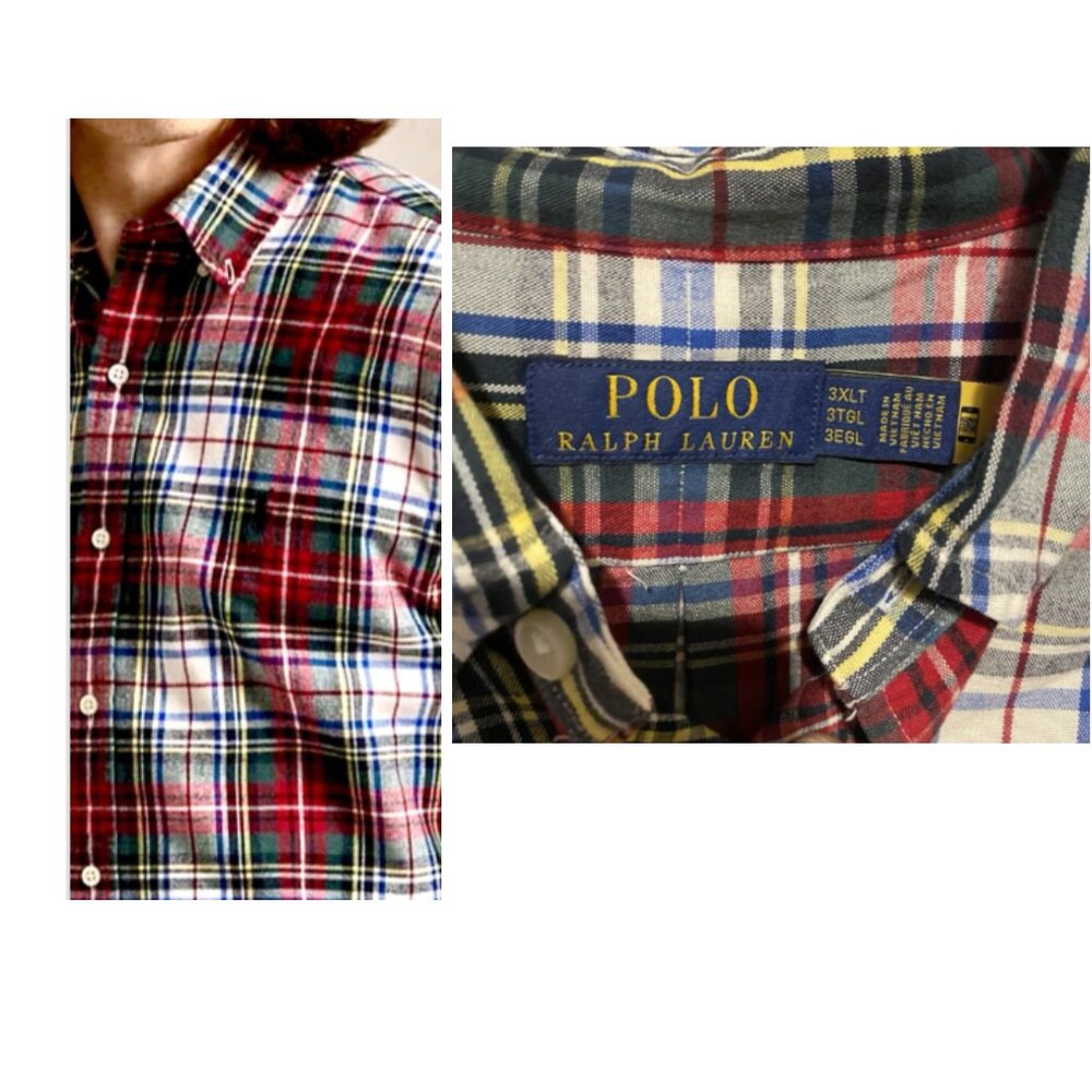 Polo Ralph Lauren Plaid Oxford Shirt Men’s 3XLT Big Tall Pony Logo